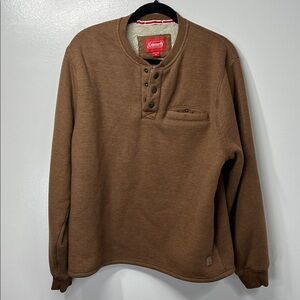 Coleman Men's Tan Crewneck Sweater with Button Accents
